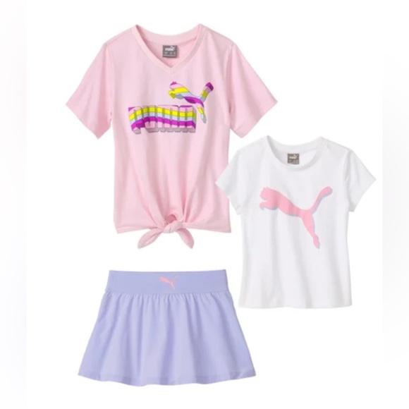 Puma Kids Pajama Set - Pink, White, and Lavender - Picture 1 of 1